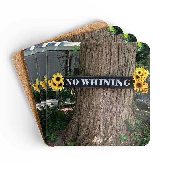 No Whining Corkwood Coaster Set