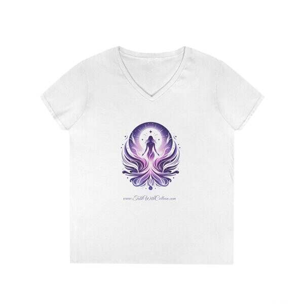 Inspirational V-Neck T-Shirt for Women - Spiritual Design - Image 2