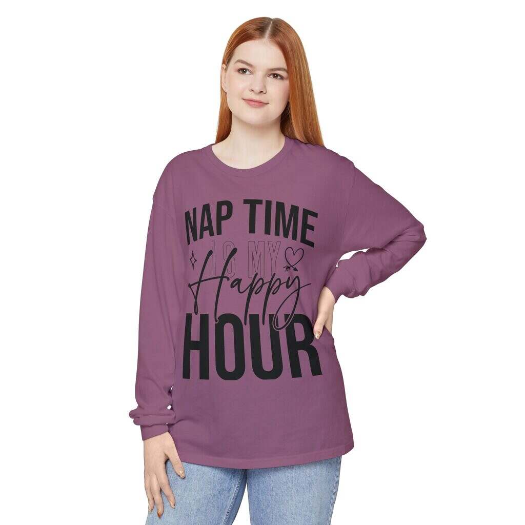 Nap Time Positive Long Sleeve T-Shirt - Unisex Floral Design for Mindfulness