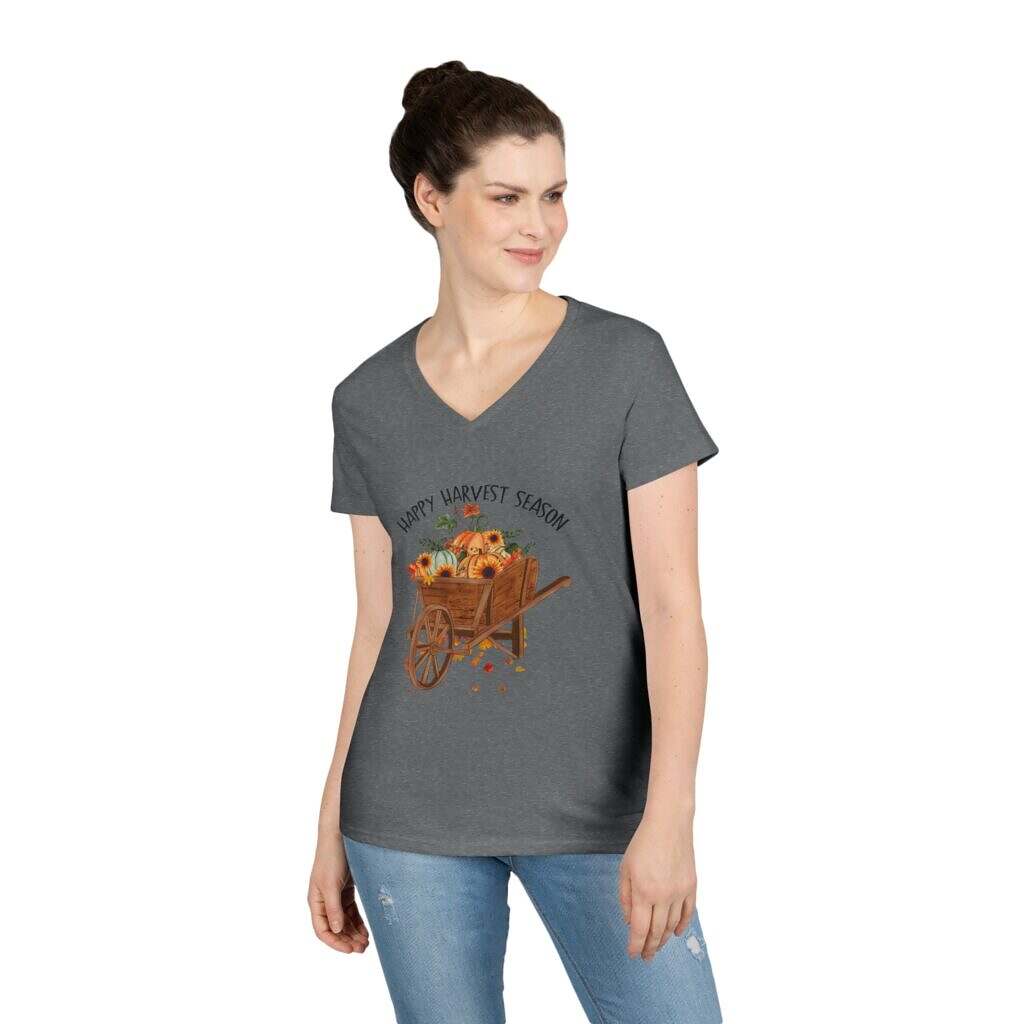 Happy Fall V-neck Shirts – V-Neck T-Shirt for Women