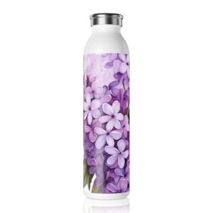 Slim Water Bottle &mdash; Purple Lilacs Bottle