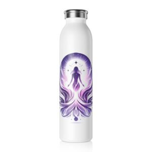 Slim Water Bottle &mdash; Purple Lotus Meditation Bottle