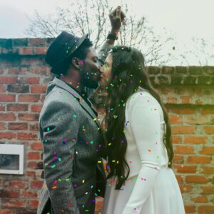 Image of a couple outside cenebrating