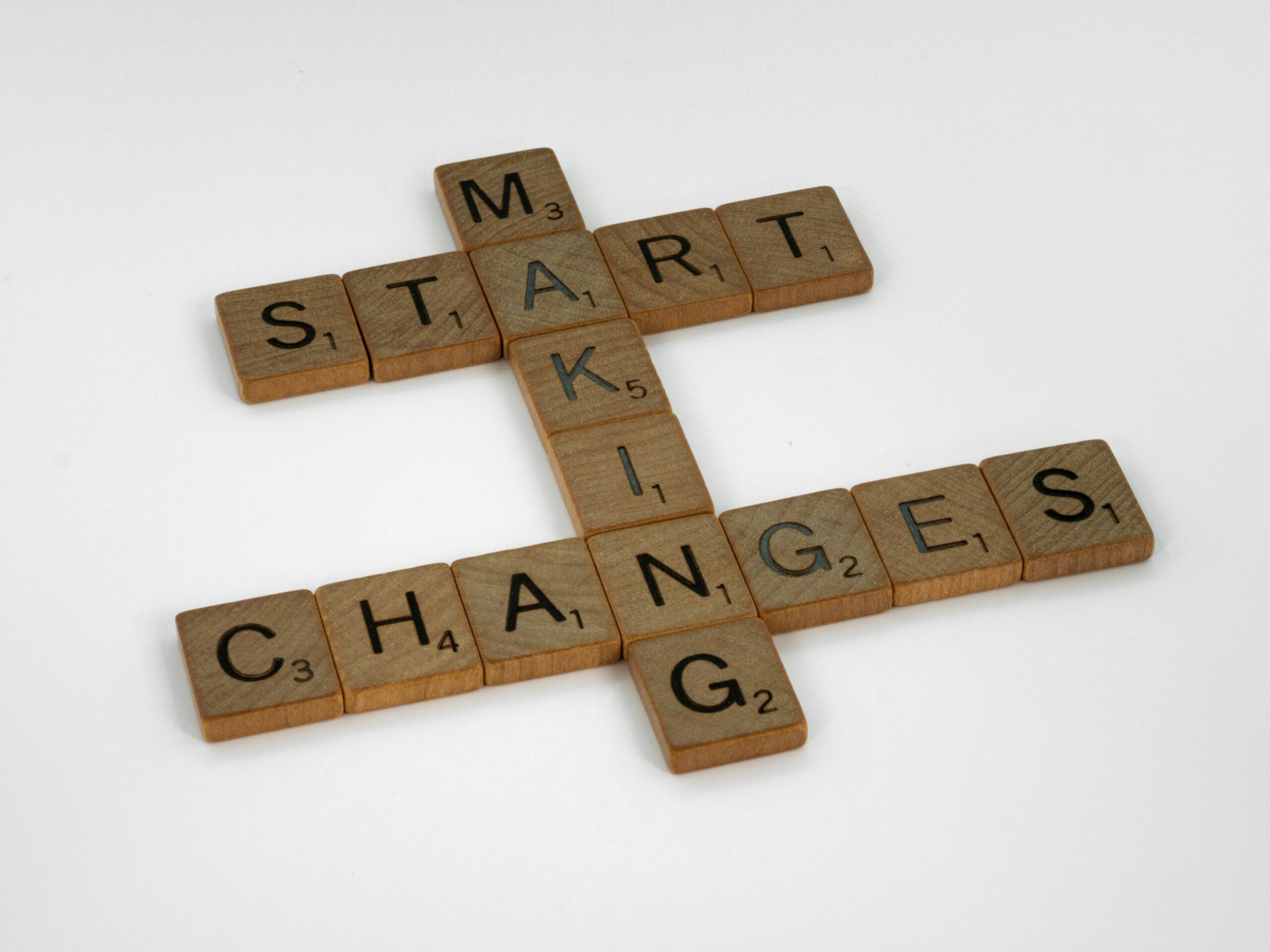 Image of scrabble tiles spelling out start making changes.