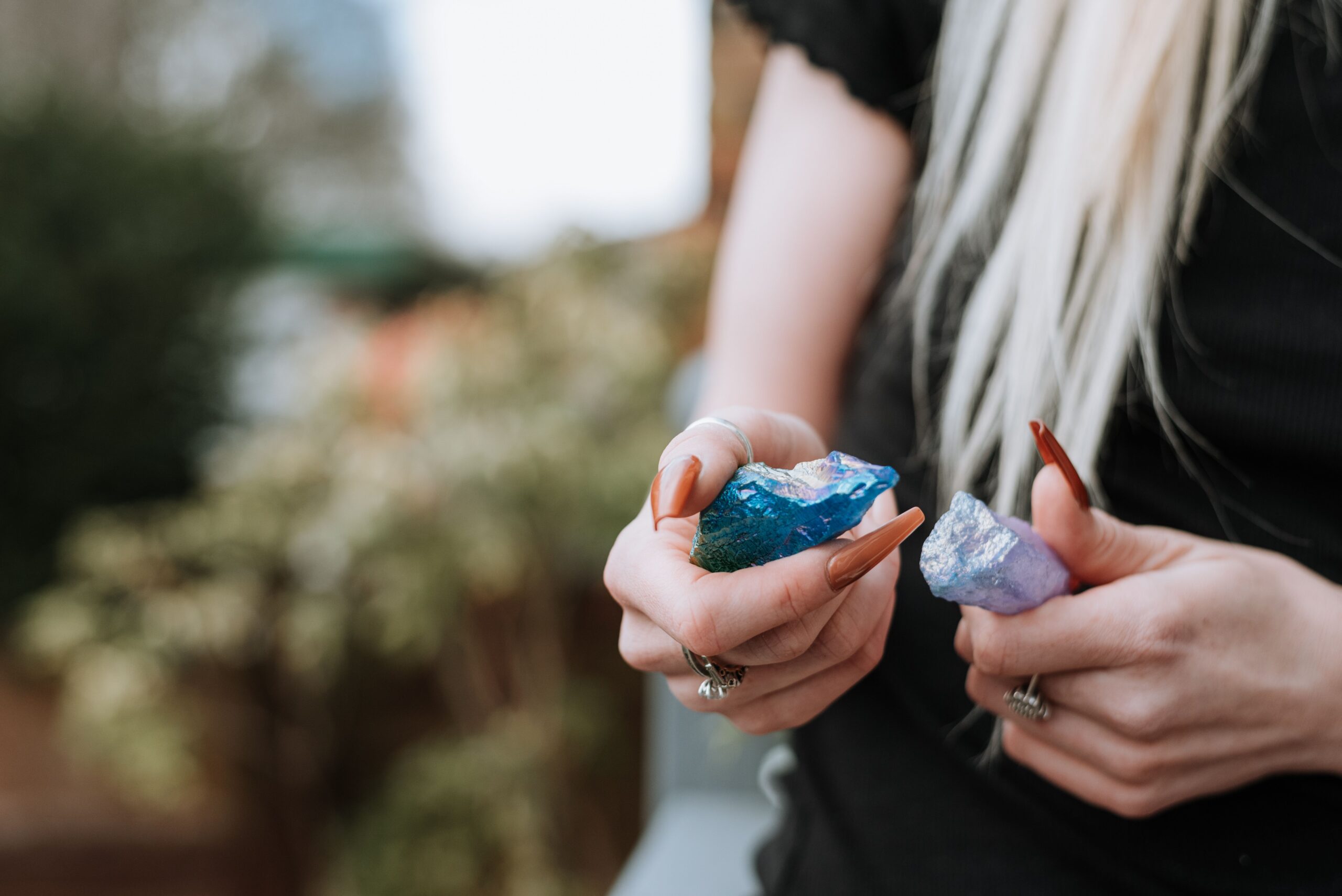 Image of a woman holding crystals